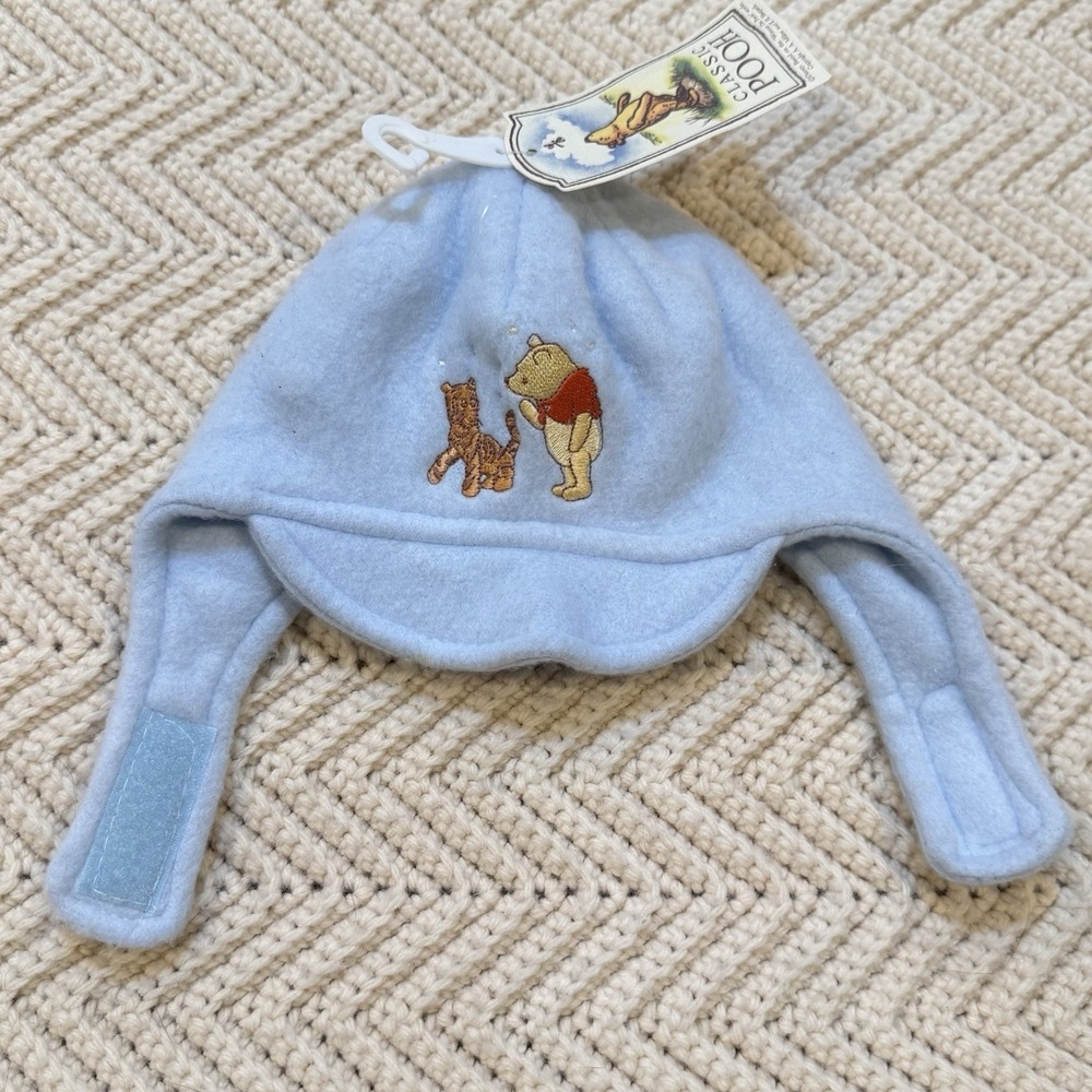Disney Winnie the Pooh Blue‎ Embroidered  Trapper Hat Infant Classic Pooh NWT